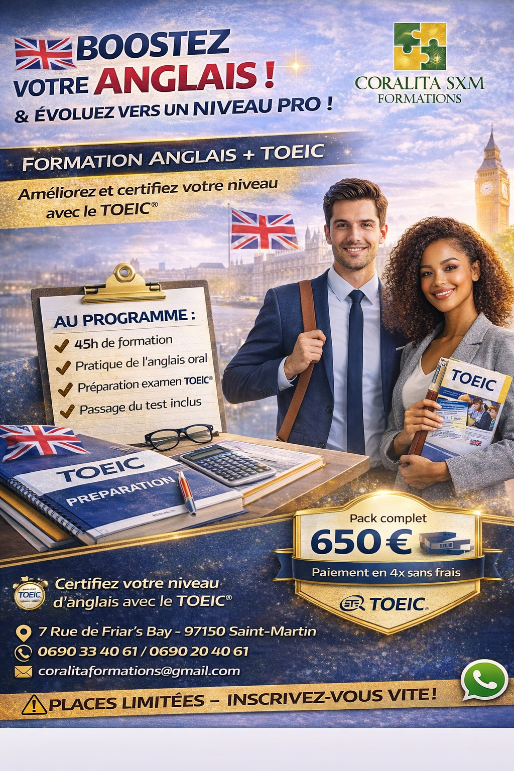 Atelier CORALITA SXM FORMATIONS — Anglais professionnel & TOEIC®